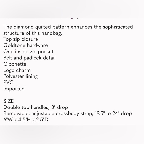 Badgley Mischka Mini Diamond Quilted Tote With Front Lock Black NEW with Tags! - Picture 3 of 3